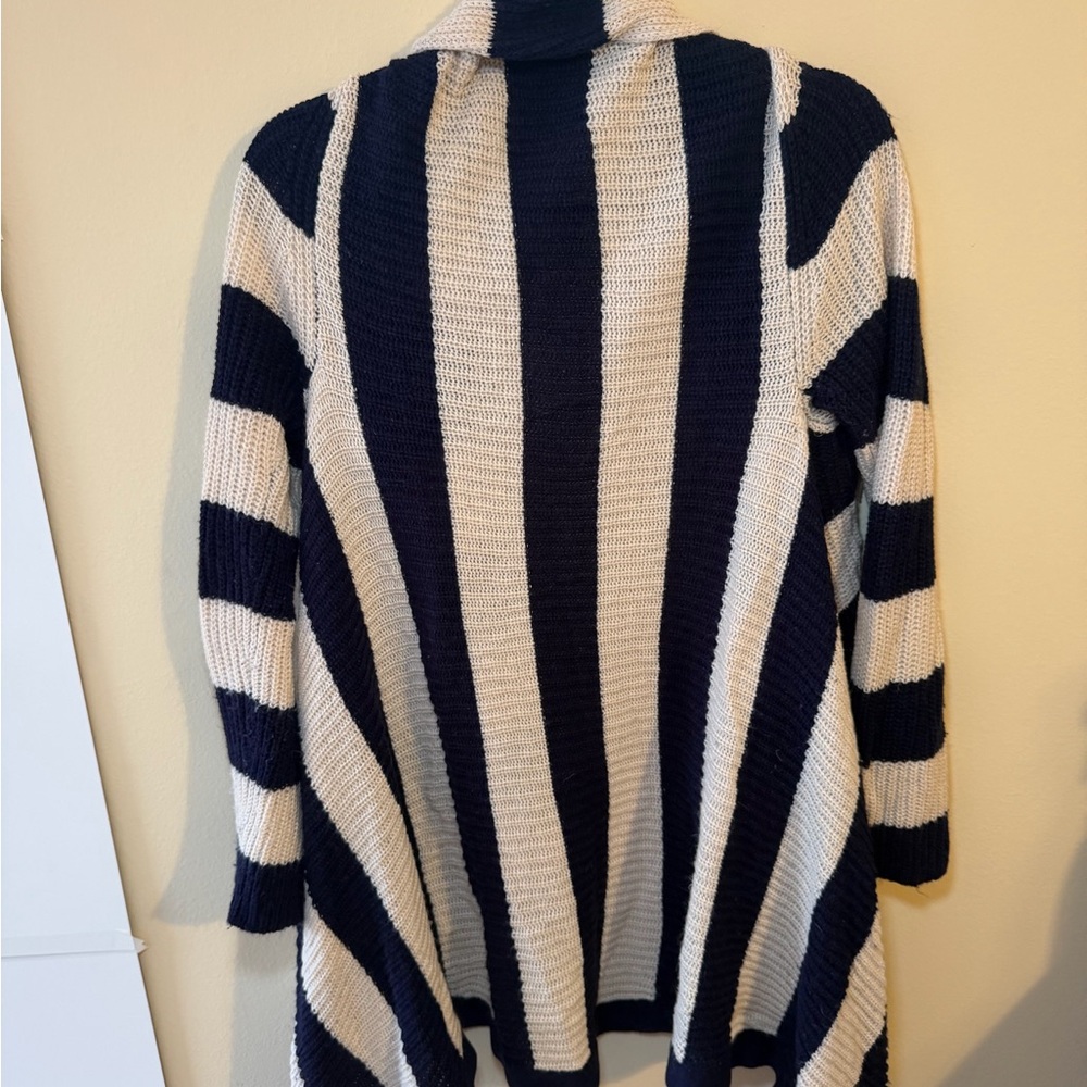 Umgee Women's Striped Cardigan in Navy and Cream - Picture 2 of 3